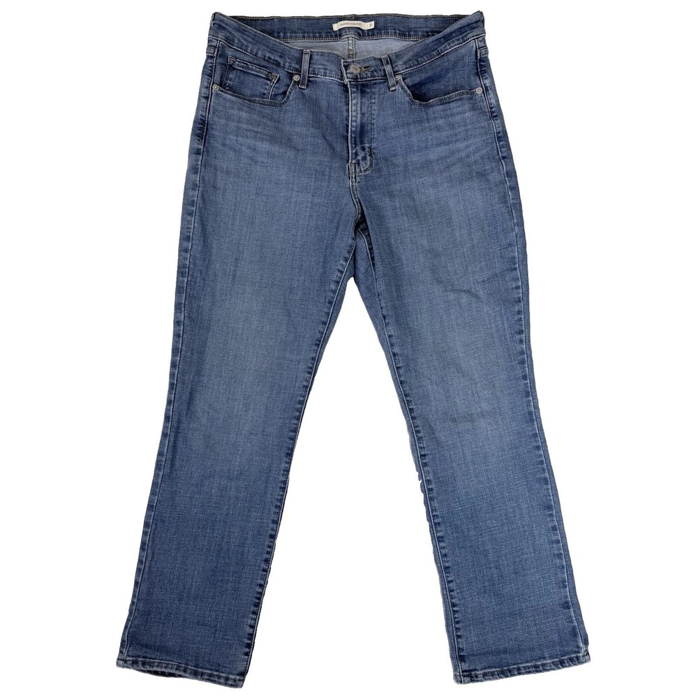 Levi's Classic Straight Jeans Women's 12 Short Blue Stretch Mid Rise 28" Inseam